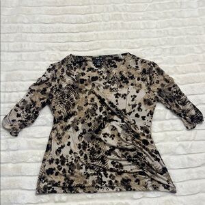 Style & Co. Beige and Black Patterned Blouse